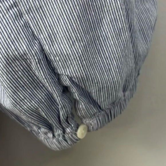 Nili Lotan Top Size Small Blue White Stripped V Neck Button Closure Long Sleeve - Picture 5 of 6
